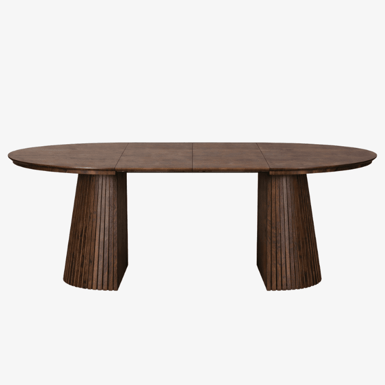 Mesa de comedor redonda extensible 120–160–200 Eleganza nogal - Vintahome