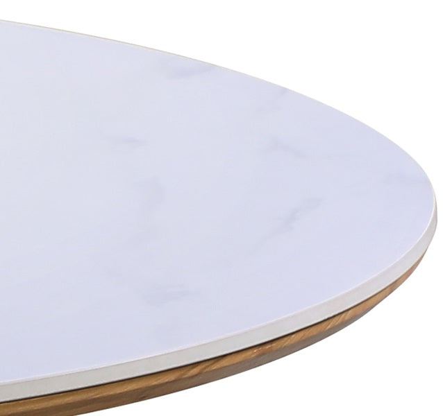 Mesa de comedor redonda Ø120 madera piedra sinterizada Zambia