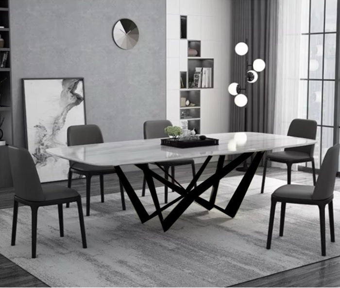 Mesa de comedor 200x100 piedra sinterizada y acero Kyzo