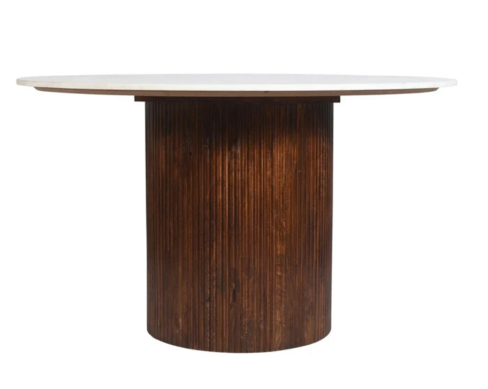 Mesa de comedor redonda mármol y madera de mango Zuri
