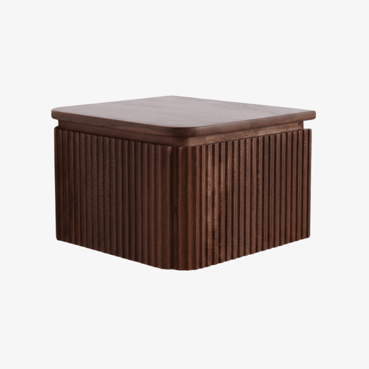 Mesilla de noche KIRAN en madera de mango acanalada – Acabado nogal - Vintahome