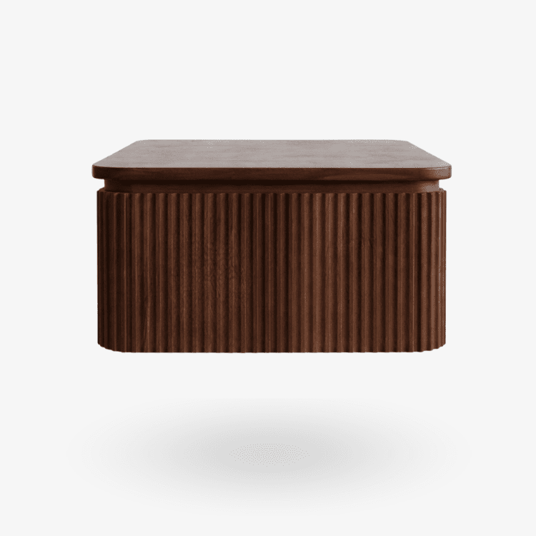 Mesilla de noche KIRAN en madera de mango acanalada – Acabado nogal - Vintahome