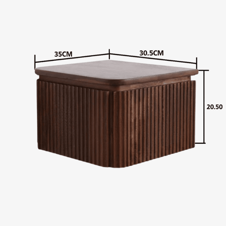 Mesilla de noche KIRAN en madera de mango acanalada – Acabado nogal - Vintahome