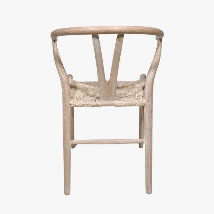 Silla WISLY de madera de haya con respaldo curvo y asiento de cuerda