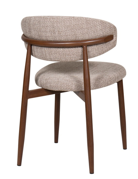 Silla de comedor nórdica acero nogal Marla beige