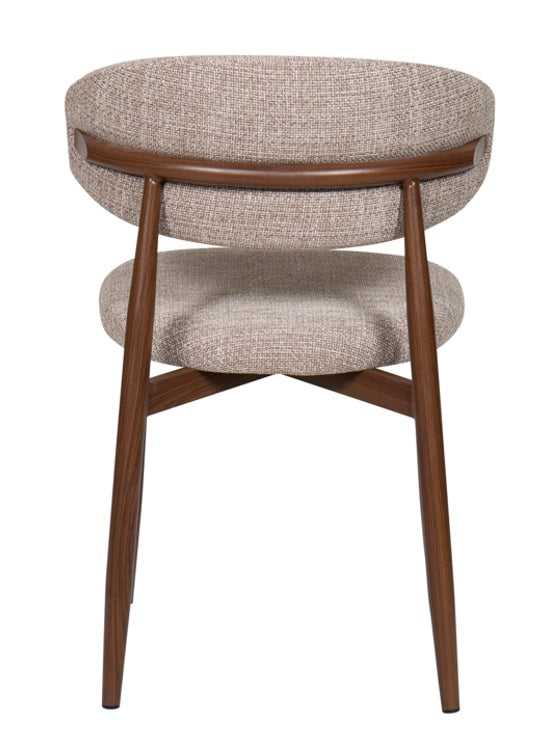 Silla de comedor nórdica acero nogal Marla beige