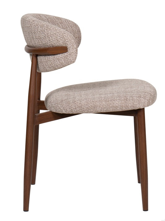 Silla de comedor nórdica acero nogal Marla beige