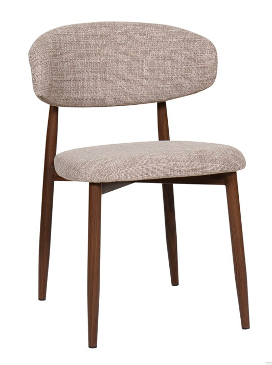 Silla de comedor nórdica acero nogal Marla beige