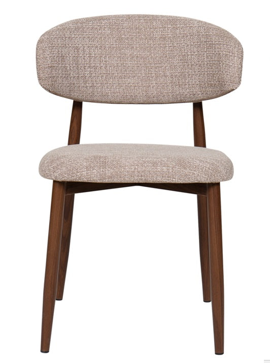 Silla de comedor nórdica acero nogal Marla beige