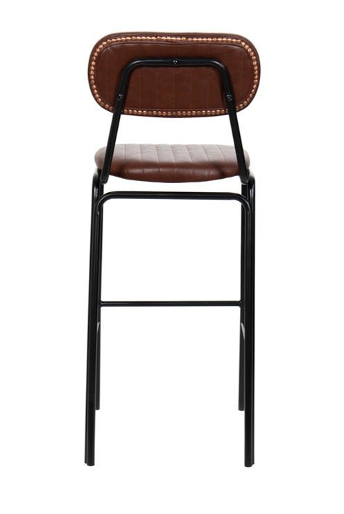 Taburete de bar vintage acero negro y semipiel Jerald H75 marrón - Vintahome
