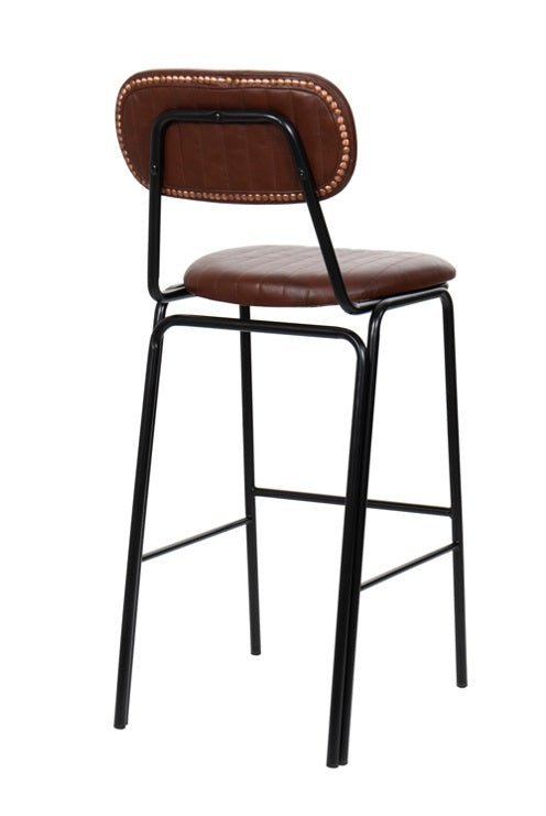 Taburete de bar vintage acero negro y semipiel Jerald H75 marrón - Vintahome