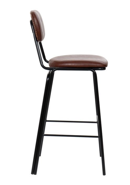 Taburete de bar vintage acero negro y semipiel Jerald H75 marrón - Vintahome