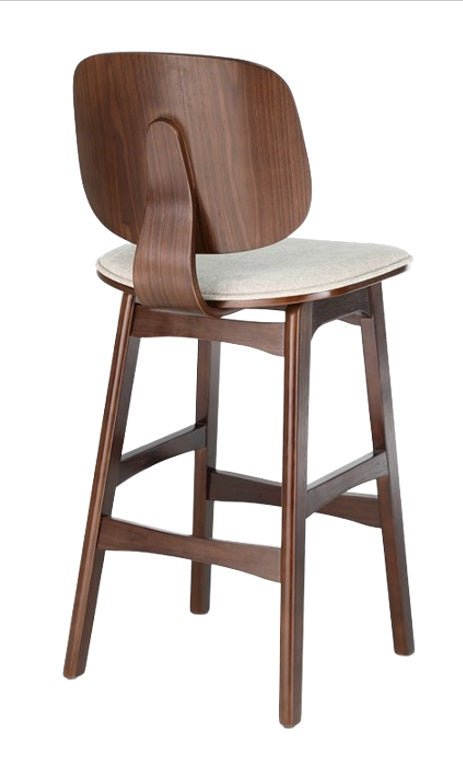 Taburete madera nogal y tapizado H65 Everly - Vintahome