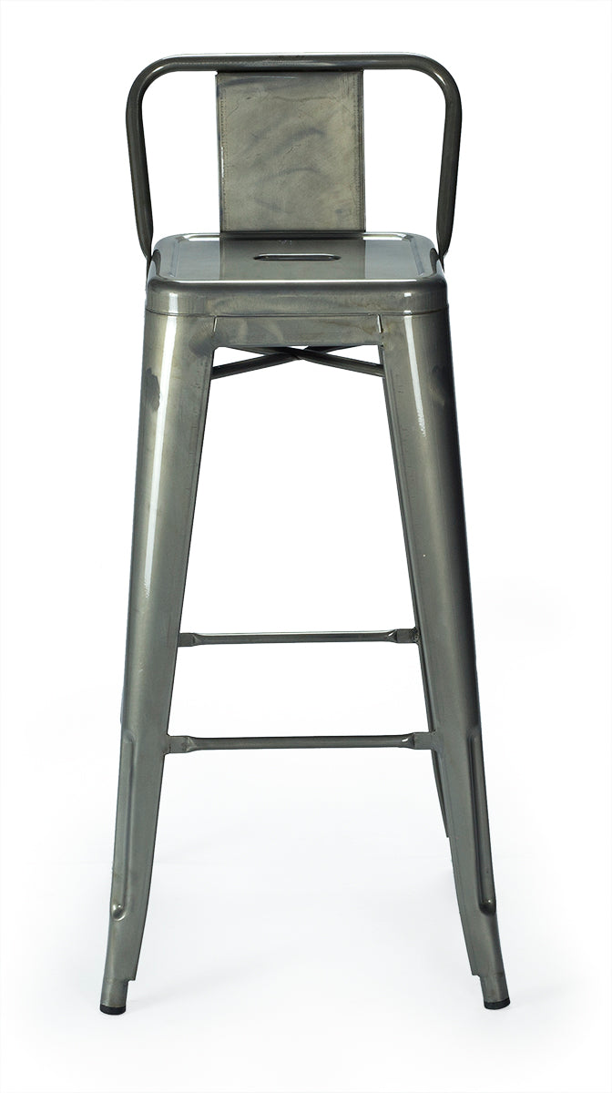 Vieux tabouret de bar avec dossier couleur Nux