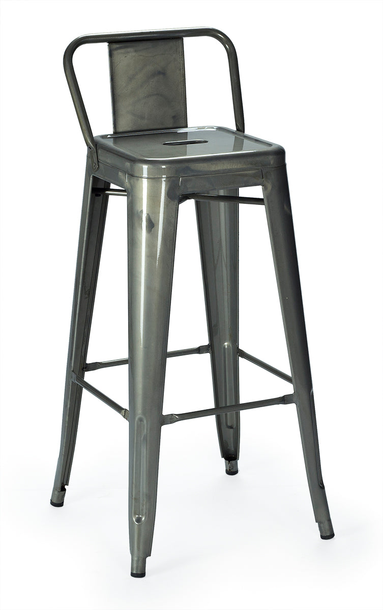 Vieux tabouret de bar avec dossier couleur Nux