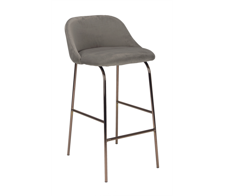 Taburete de bar terciopelo gris Gold Anelei