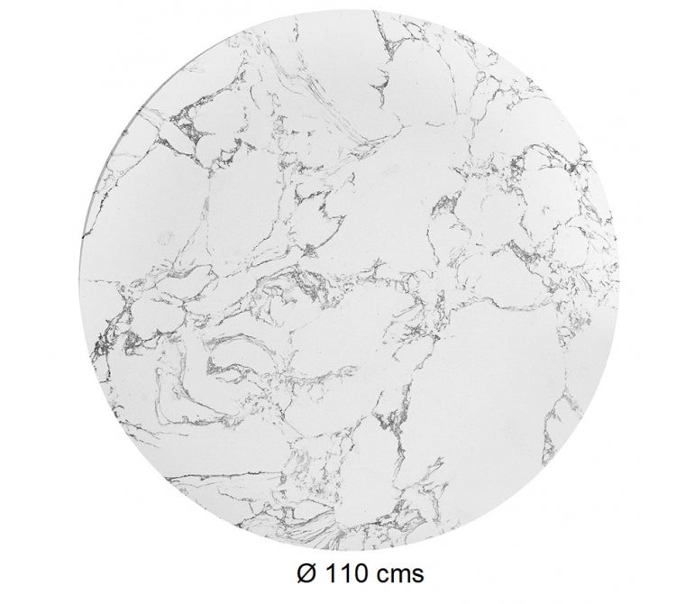Mesa de comedor base blanca y mármol blanco