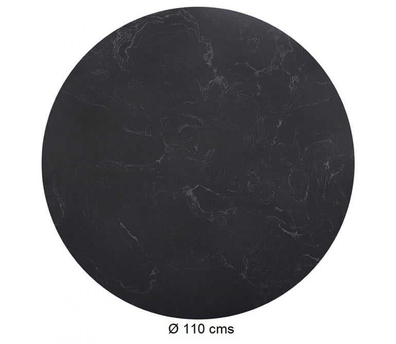 Tavolo da pranzo con base dorata e piano in marmo nero