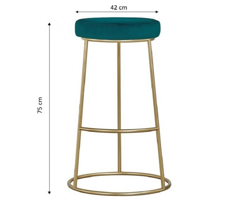 Sgabello da bar in velluto verde H75 cm Beverly