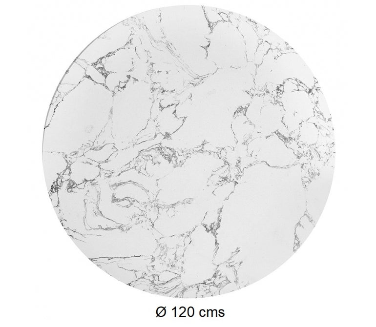 Mesa de comedor base blanca y mármol blanco