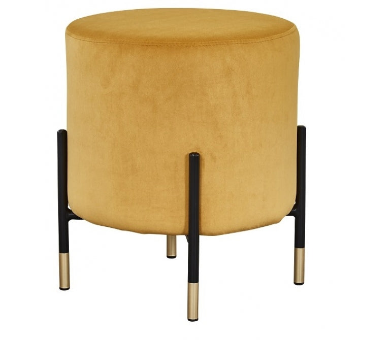 Sgabello basso Orenda in velluto giallo