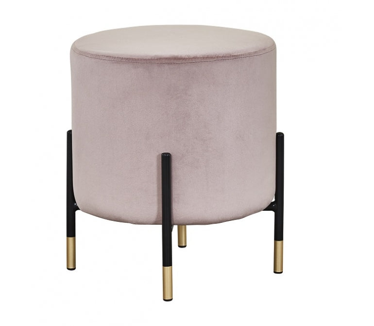 Sgabello basso Orenda in velluto rosa