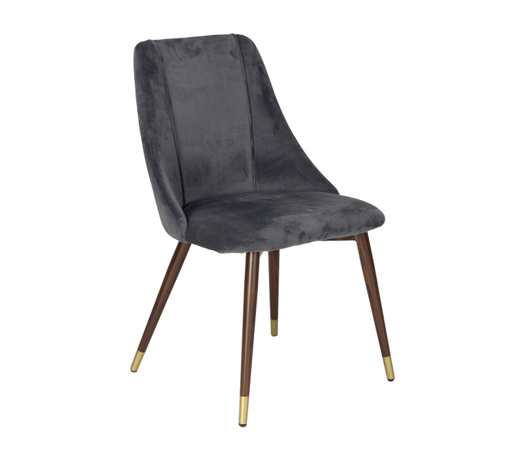 Chaise de salle à manger en velours gris Casilda