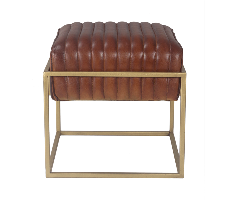 Panca vintage Hutton in pelle dorata 1 posto