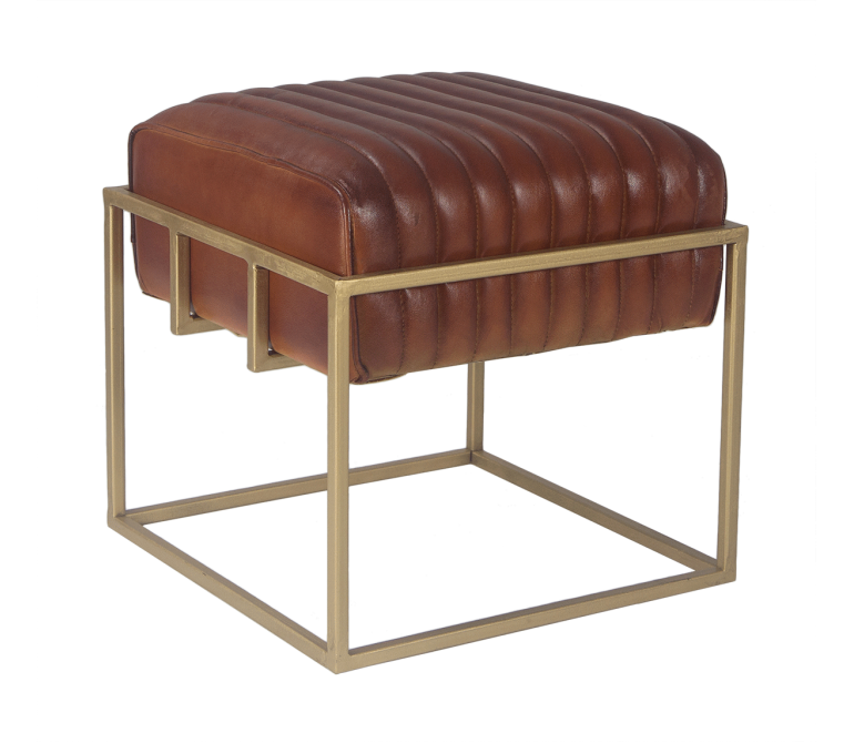 Panca vintage Hutton in pelle dorata 1 posto