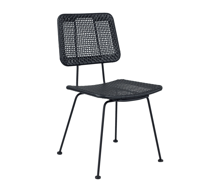 Chaise de salle à manger en rotin Denia noir
