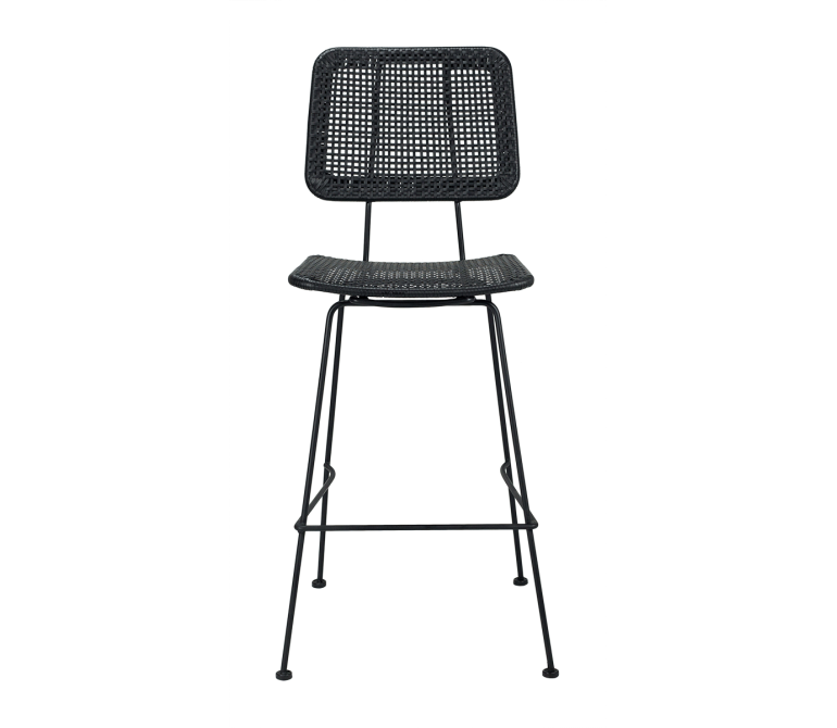 Banco de bar nórdico negro de rotim negro Denia