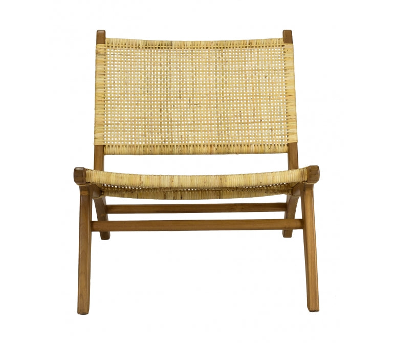 Arya cadeira relaxante em madeira e rotim