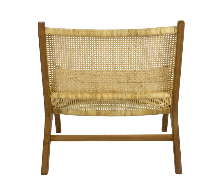 Silla relax de madera y rattan Arya