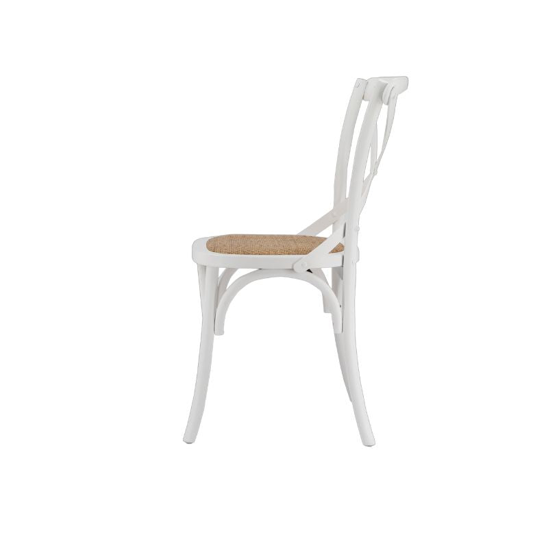 Sedia da pranzo Cross bianca vintage