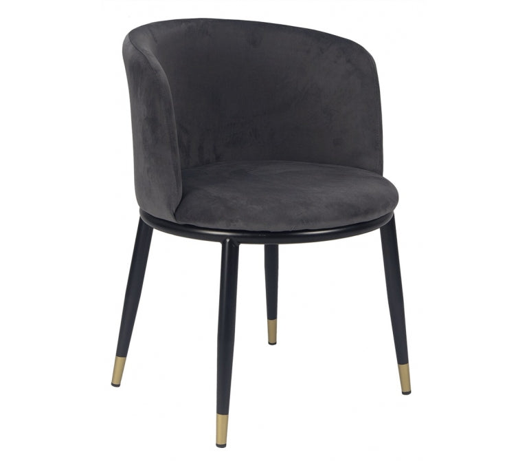 Fauteuil de salle à manger en velours gris Orenda