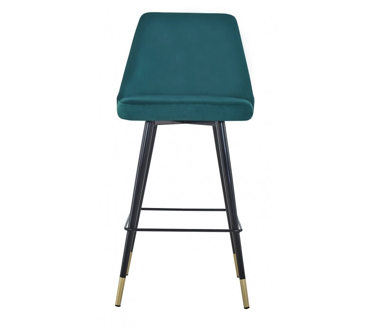 Sgabello da bar in velluto verde H75 cm Regency
