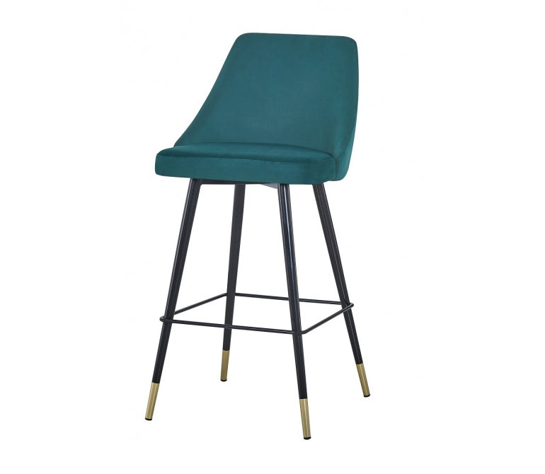 Sgabello da bar in velluto verde H75 cm Regency