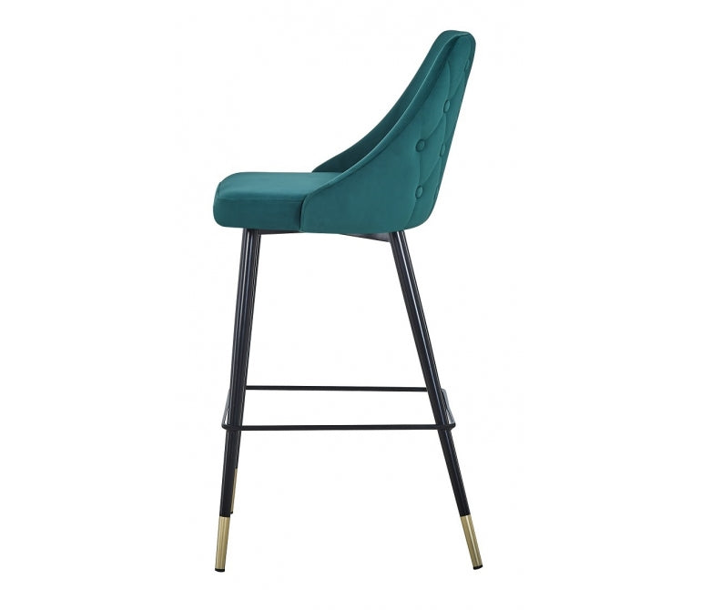Sgabello da bar in velluto verde H75 cm Regency