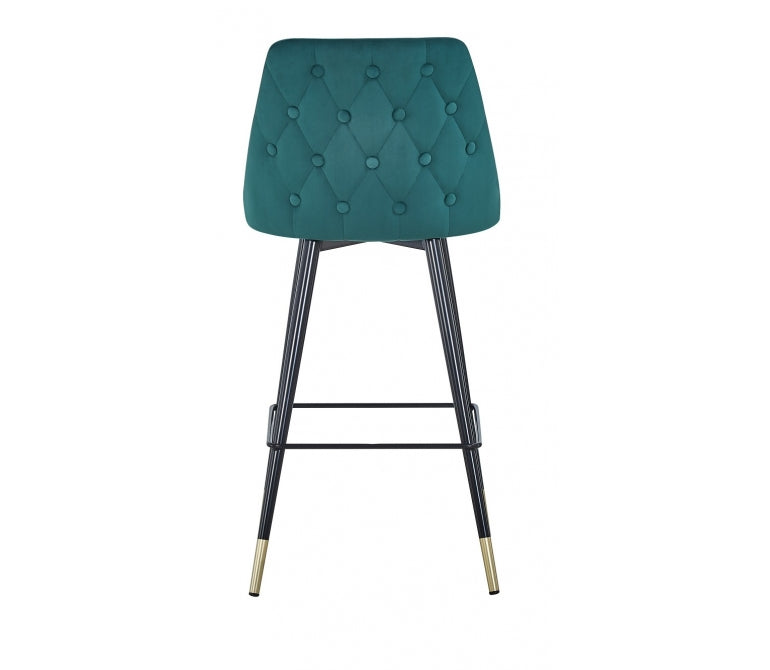 Sgabello da bar in velluto verde H75 cm Regency