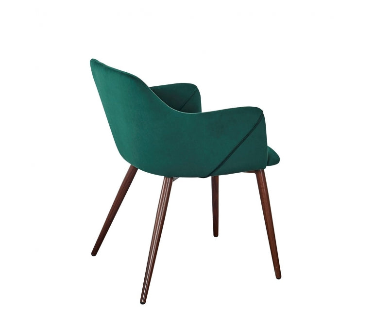 Fauteuil de salle à manger en velours vert Amelia