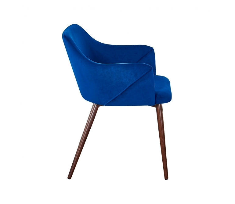 Fauteuil de salle à manger en velours bleu Amelia