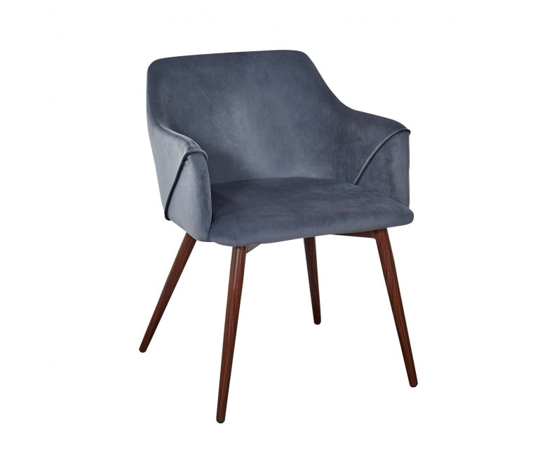 Fauteuil de salle à manger en velours gris Amelia