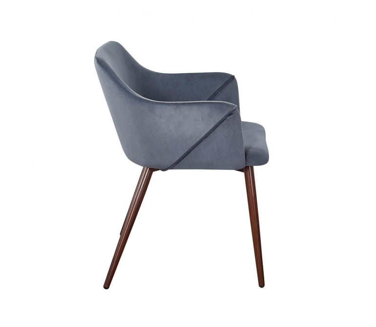 Fauteuil de salle à manger en velours gris Amelia