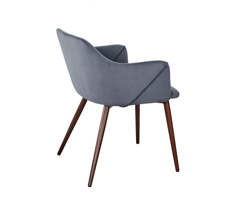 Fauteuil de salle à manger en velours gris Amelia