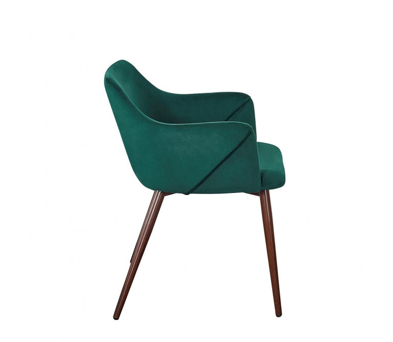 Fauteuil de salle à manger en velours vert Amelia