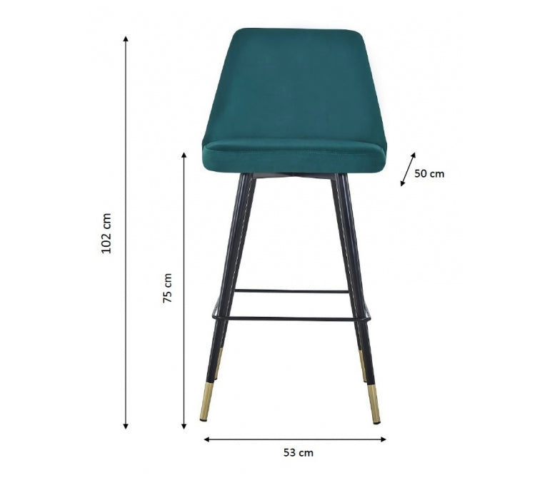 Sgabello da bar in velluto verde H75 cm Regency