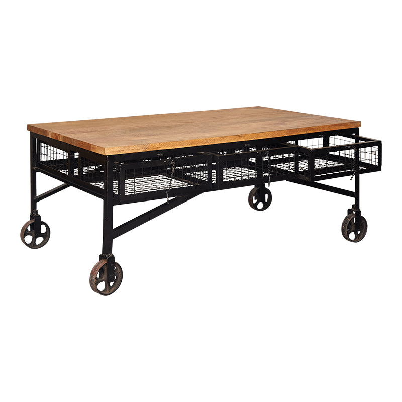 Mesa de centro vintage con ruedas Lorna