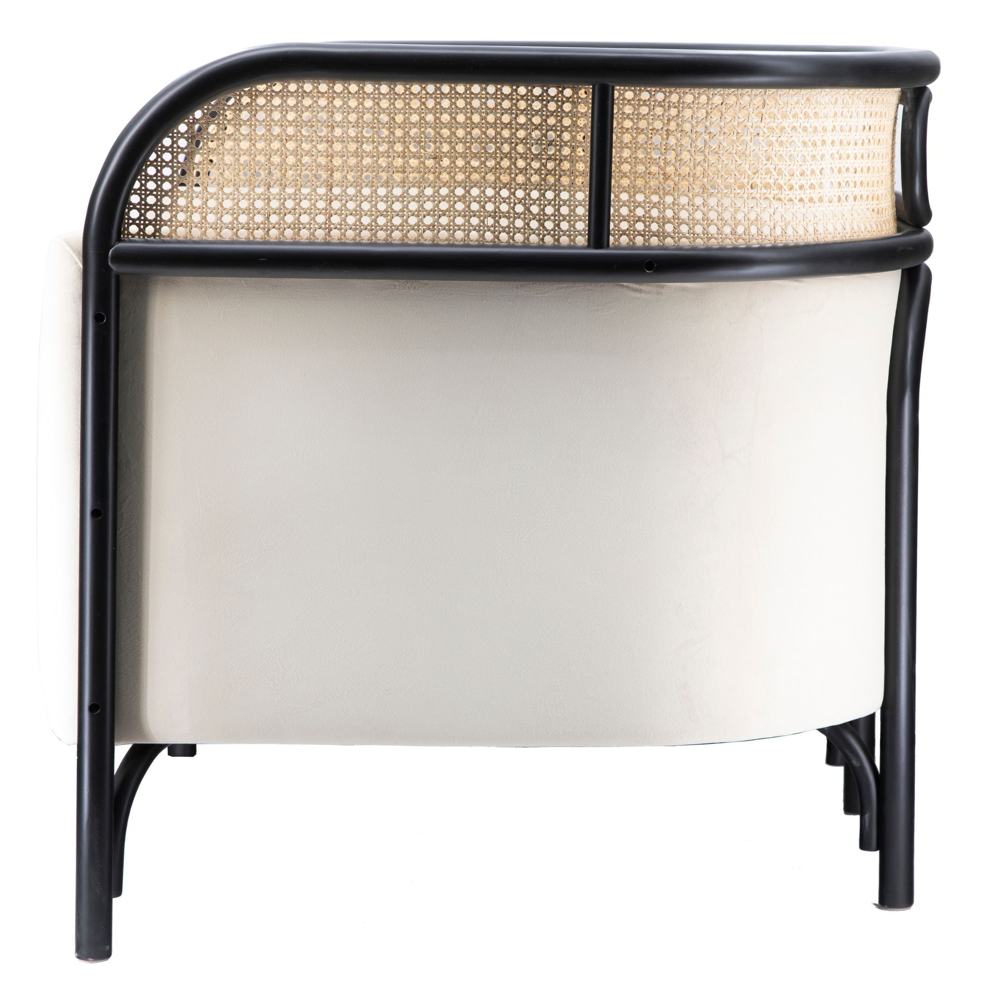 Sillón butaca de ratán y madera lacada negro Kaly