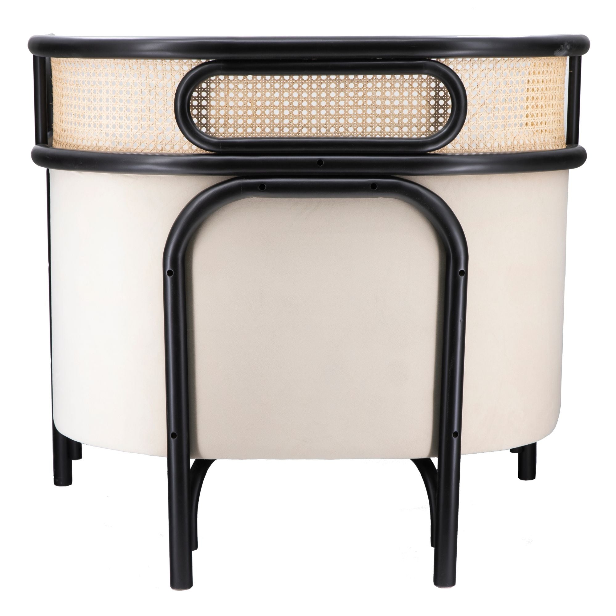 Sillón butaca de ratán y madera lacada negro Kaly