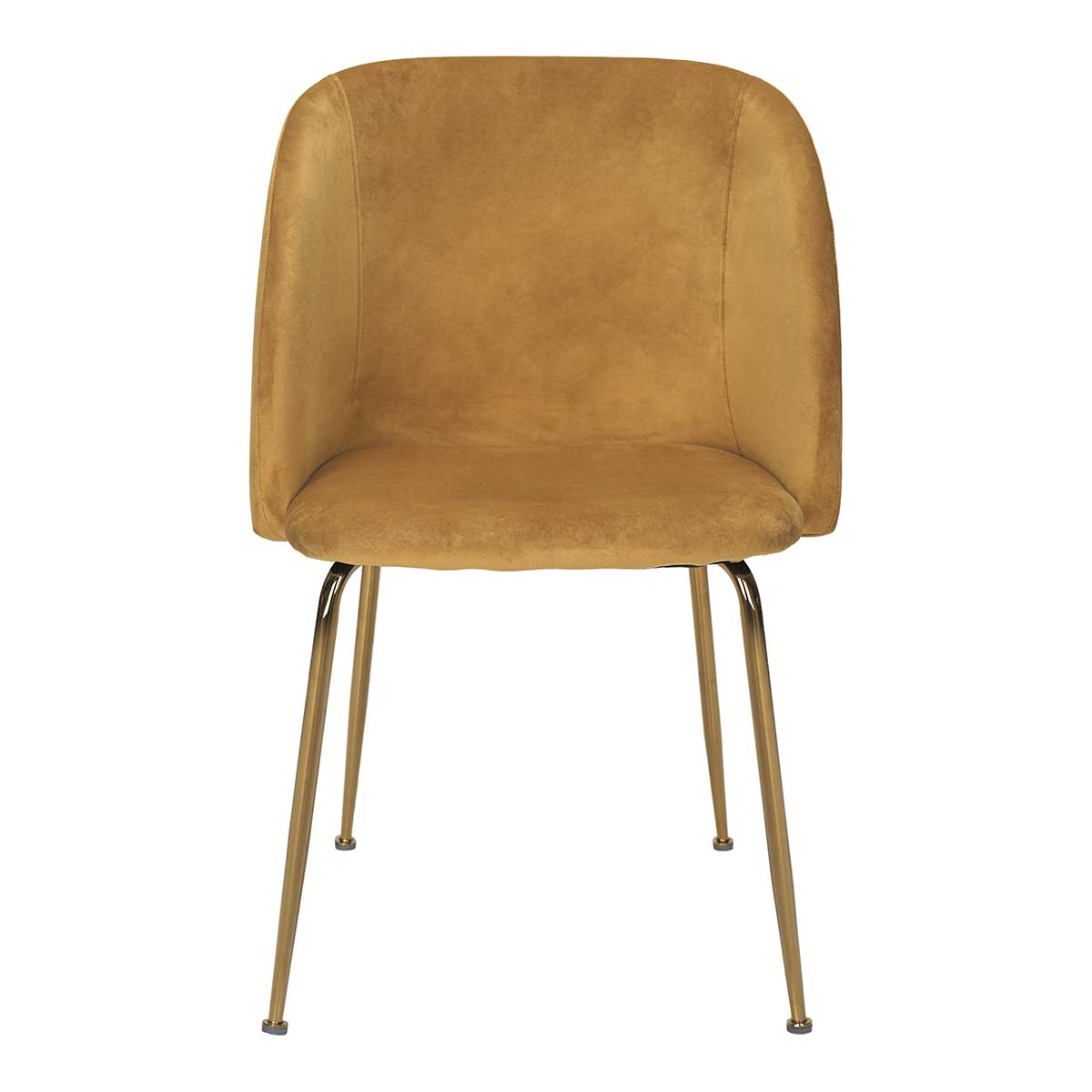 Fauteuil de salle à manger Andy en velours moutarde et acier doré